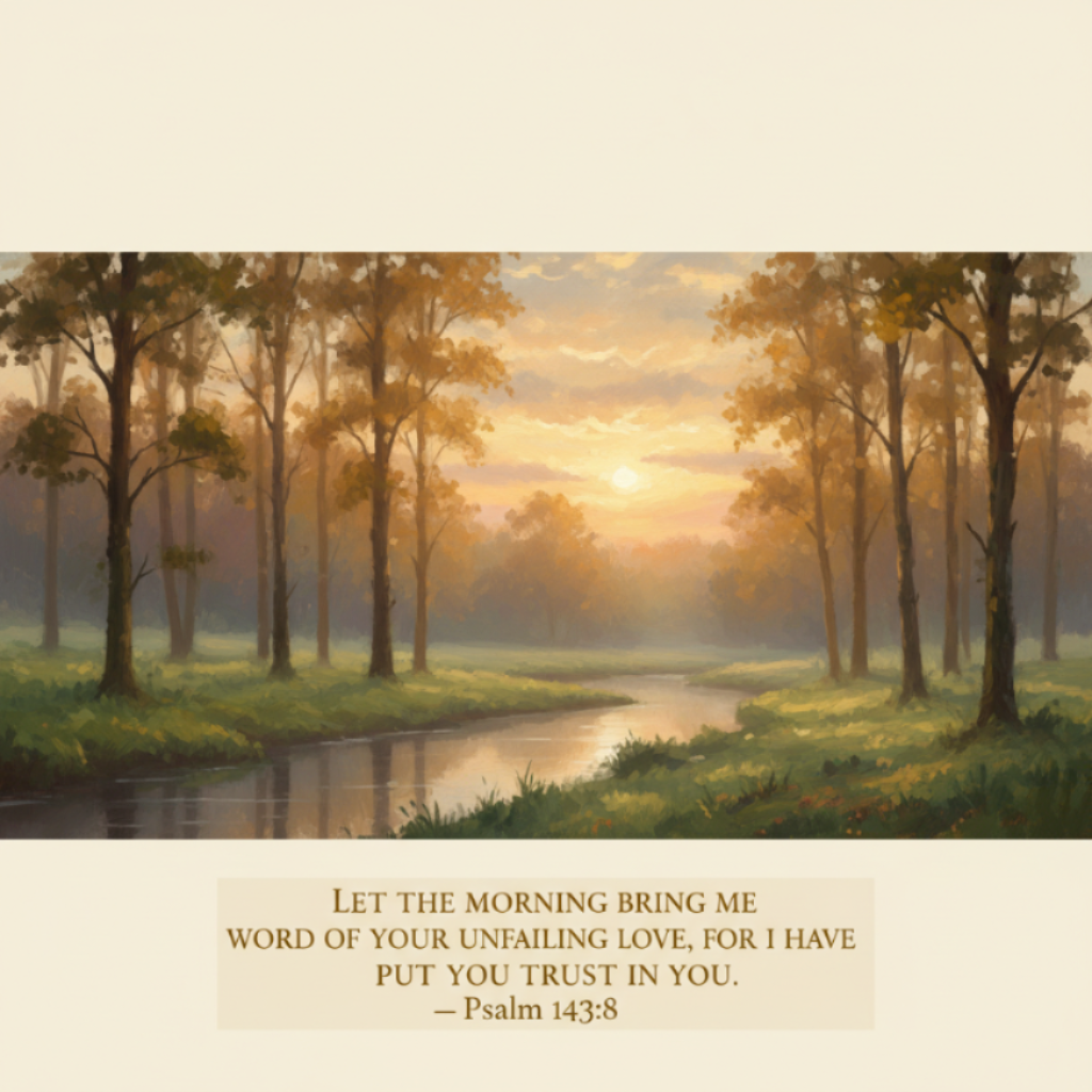Psalm 143:8 — Let the morning bring me word of your unfailing love, for I have put my trust in you.